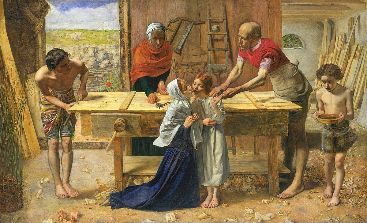 1200px John Everett Millais Christ in the House of His Parents The Carpenters Shop Google Art Project